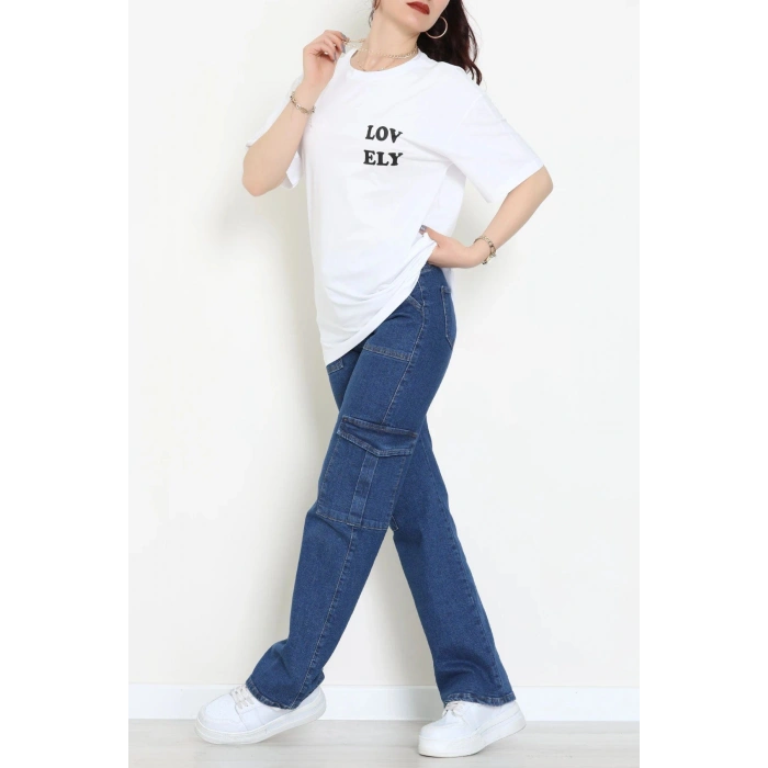 Suprem Baskılı Oversize Tişört Beyaz - 31888.1878.