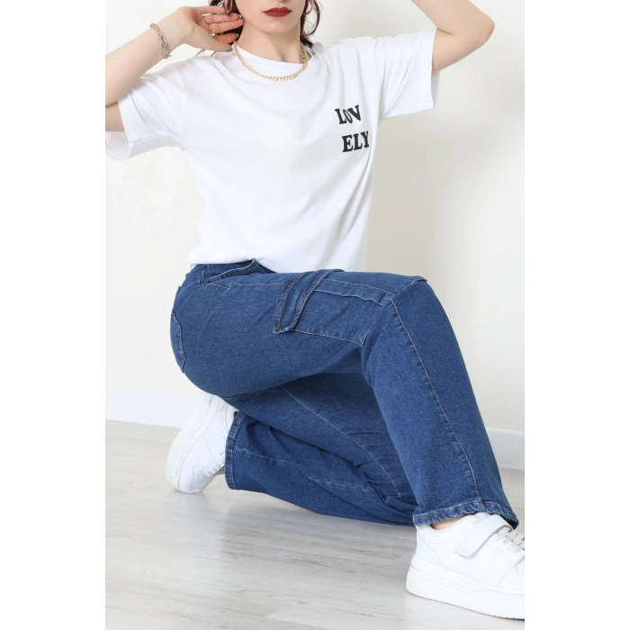 Suprem Baskılı Oversize Tişört Beyaz - 31888.1878.