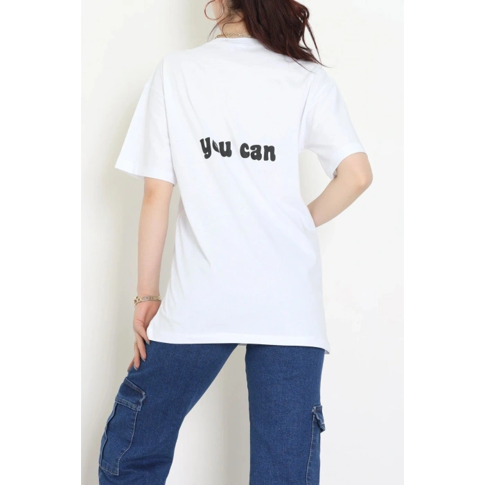 Suprem Baskılı Oversize Tişört Beyaz - 31888.1878.