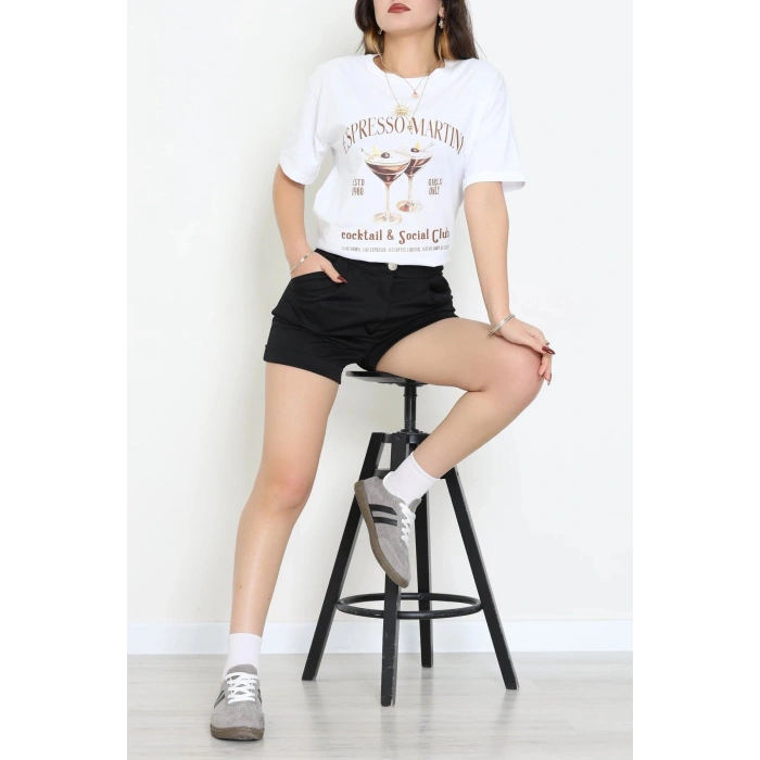 Suprem Baskılı Oversize Tişört Beyaz - 31889.1878.