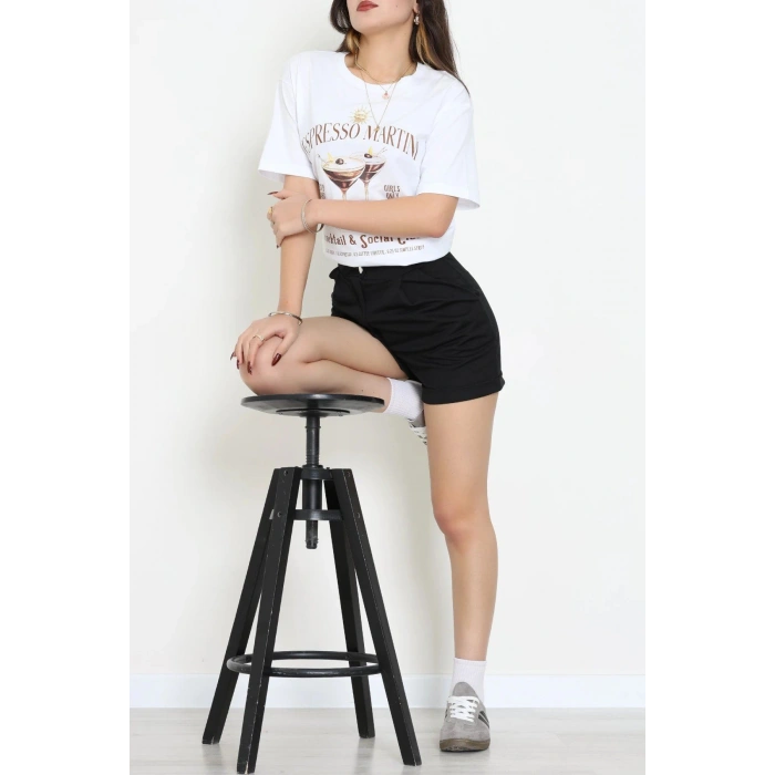 Suprem Baskılı Oversize Tişört Beyaz - 31889.1878.