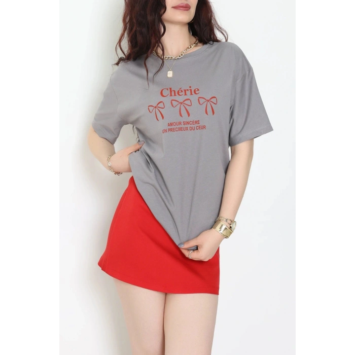 Suprem Baskılı Oversize Tişört Boyalıgri - 31883.1878.