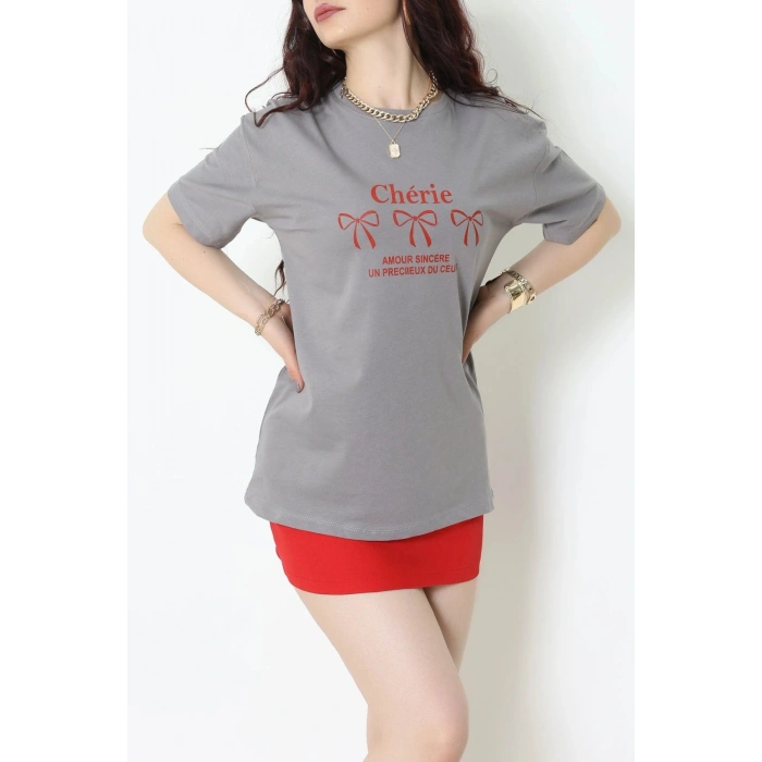Suprem Baskılı Oversize Tişört Boyalıgri - 31883.1878.