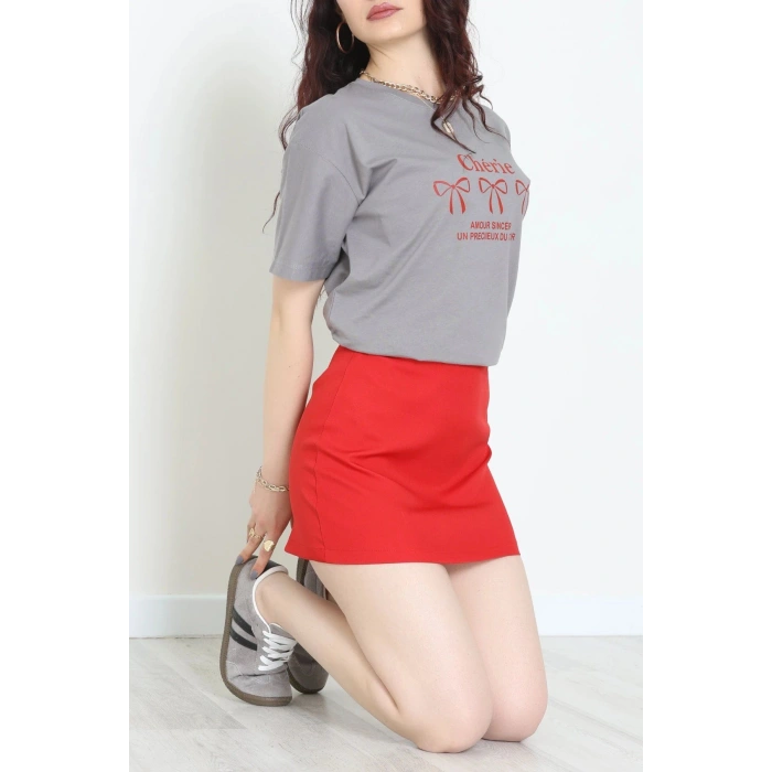 Suprem Baskılı Oversize Tişört Boyalıgri - 31883.1878.