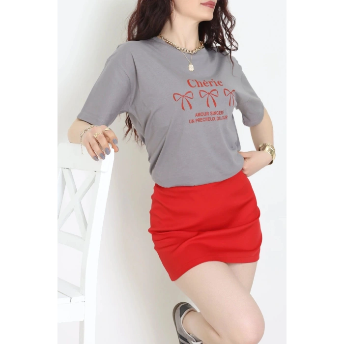 Suprem Baskılı Oversize Tişört Boyalıgri - 31883.1878.