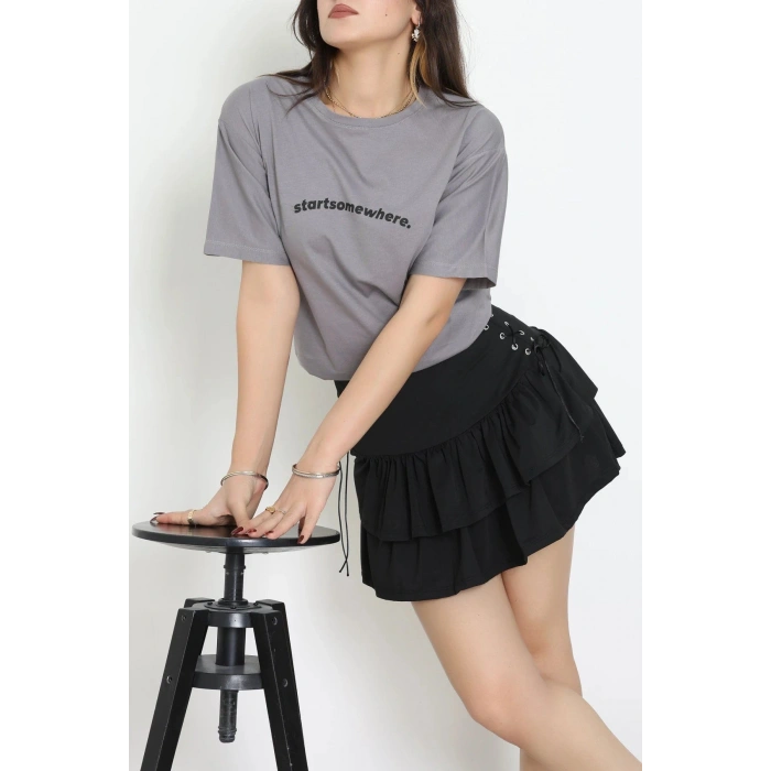 Suprem Baskılı Oversize Tişört Boyalıgri - 31887.1878.