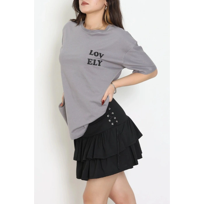 Suprem Baskılı Oversize Tişört Boyalıgri - 31888.1878.