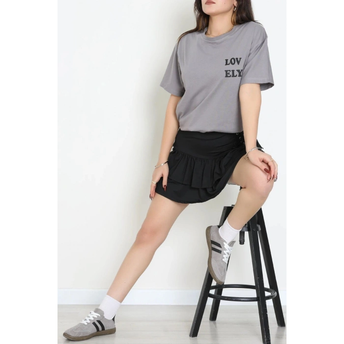 Suprem Baskılı Oversize Tişört Boyalıgri - 31888.1878.