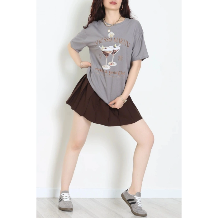Suprem Baskılı Oversize Tişört Boyalıgri - 31889.1878.