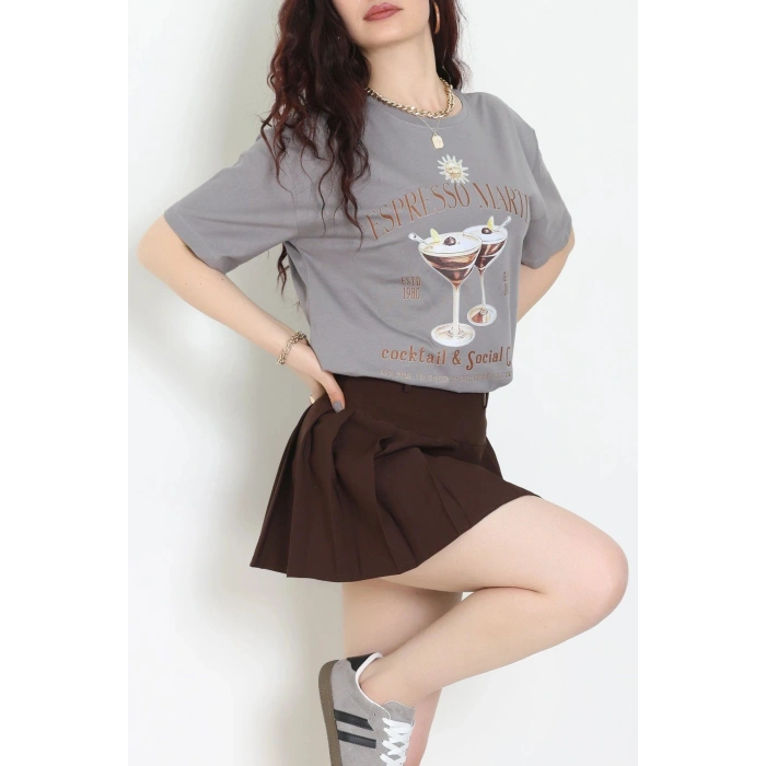 Suprem Baskılı Oversize Tişört Boyalıgri - 31889.1878.