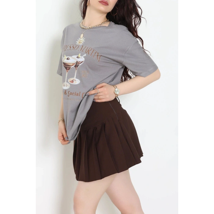 Suprem Baskılı Oversize Tişört Boyalıgri - 31889.1878.