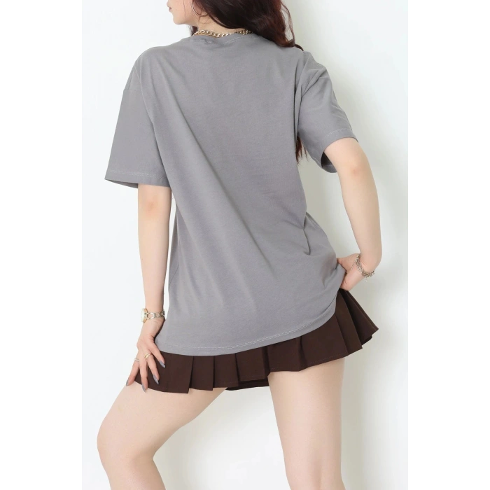 Suprem Baskılı Oversize Tişört Boyalıgri - 31889.1878.