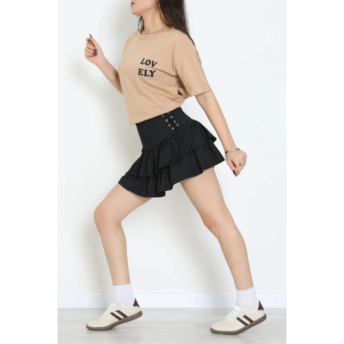 Suprem Baskılı Oversize Tişört Camel - 31888.1878.