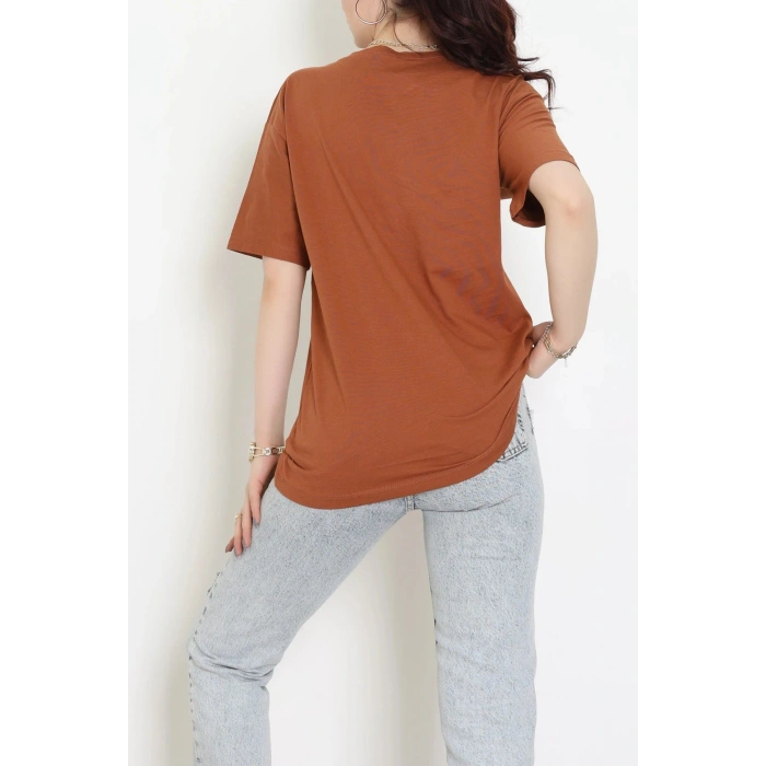 Suprem Baskılı Oversize Tişört Kiremit - 31887.1878.