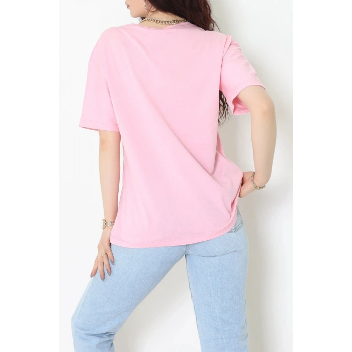 Suprem Baskılı Oversize Tişört Pembe - 31889.1878.