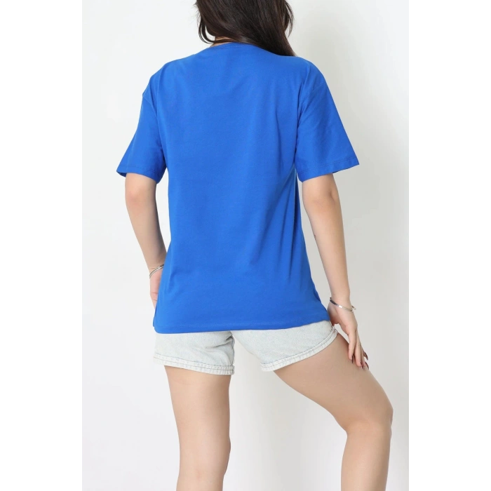 Suprem Baskılı Oversize Tişört Saks - 31887.1878.