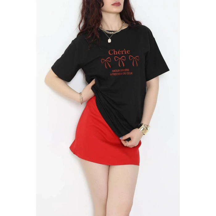 Suprem Baskılı Oversize Tişört Siyah - 31883.1878.