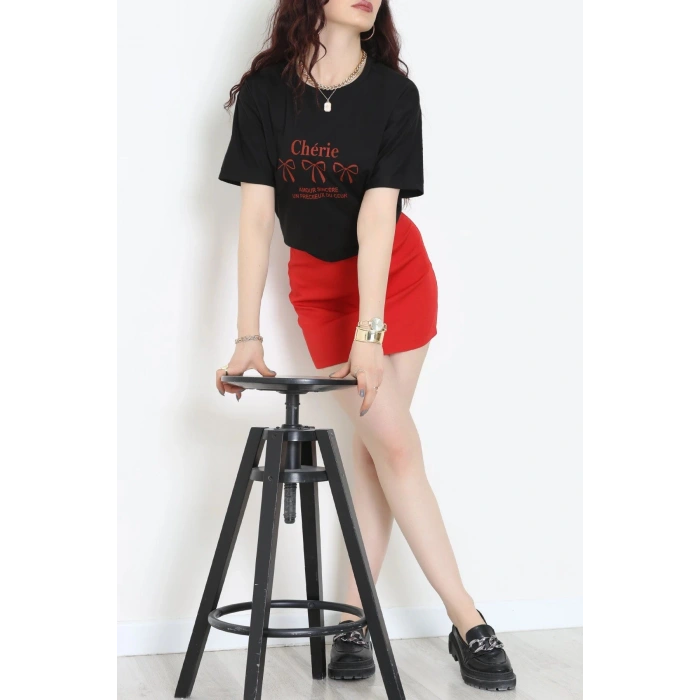 Suprem Baskılı Oversize Tişört Siyah - 31883.1878.