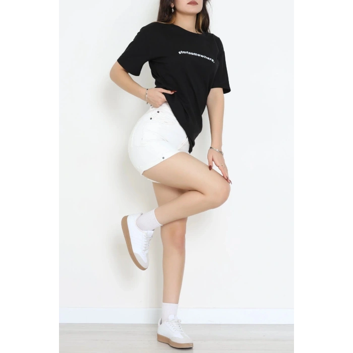 Suprem Baskılı Oversize Tişört Siyah - 31887.1878.