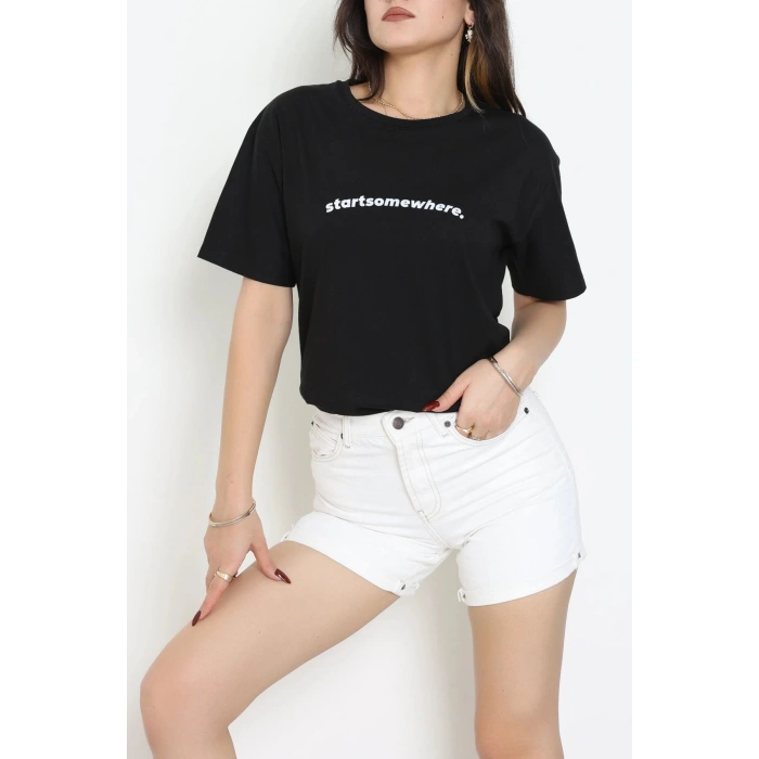 Suprem Baskılı Oversize Tişört Siyah - 31887.1878.