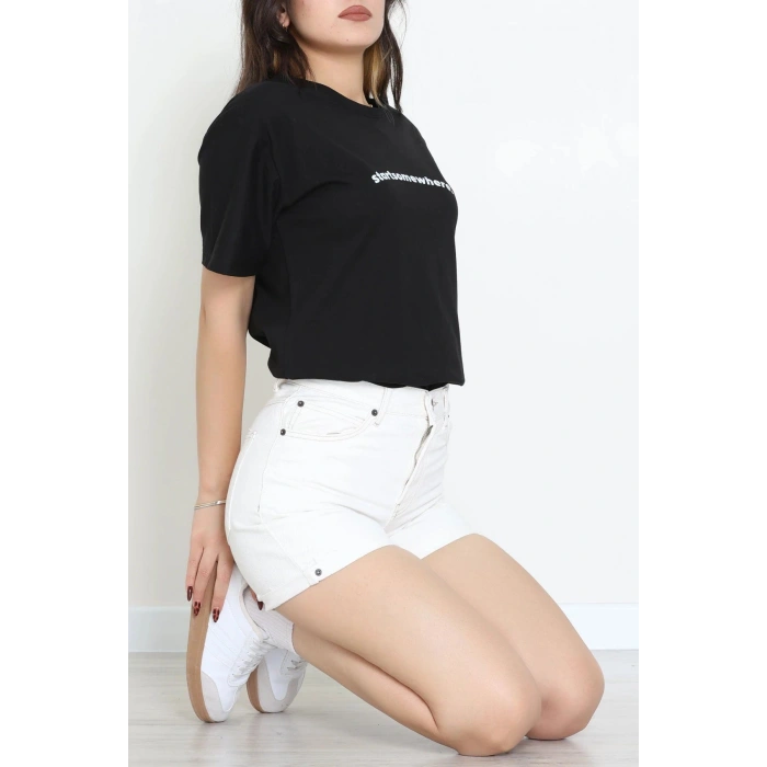Suprem Baskılı Oversize Tişört Siyah - 31887.1878.