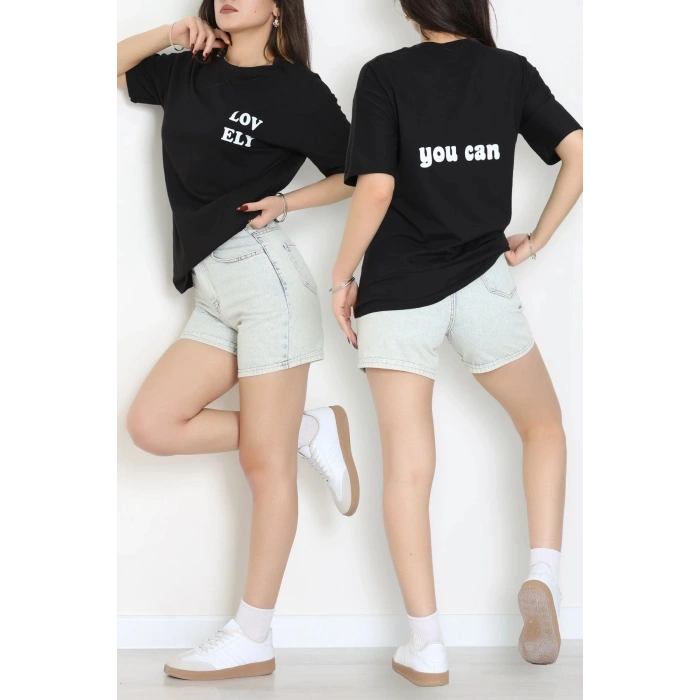 Suprem Baskılı Oversize Tişört Siyah - 31888.1878.