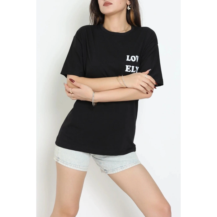 Suprem Baskılı Oversize Tişört Siyah - 31888.1878.