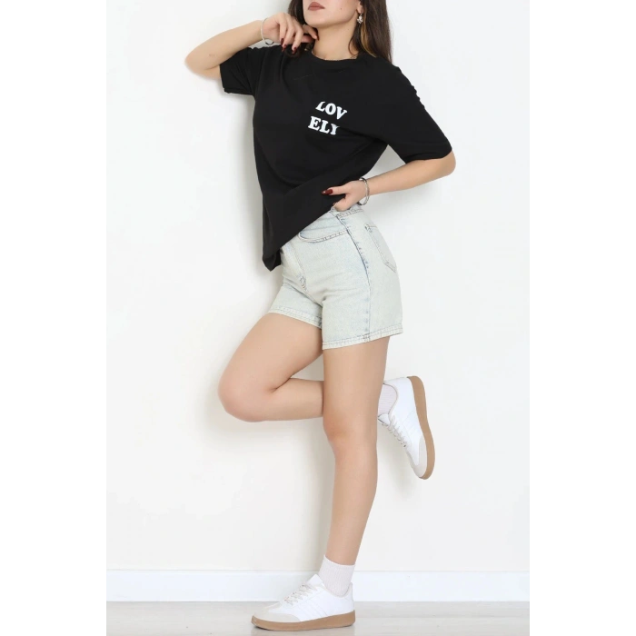 Suprem Baskılı Oversize Tişört Siyah - 31888.1878.