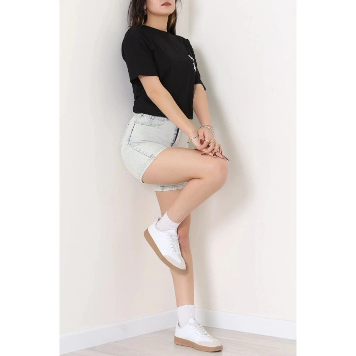 Suprem Baskılı Oversize Tişört Siyah - 31888.1878.