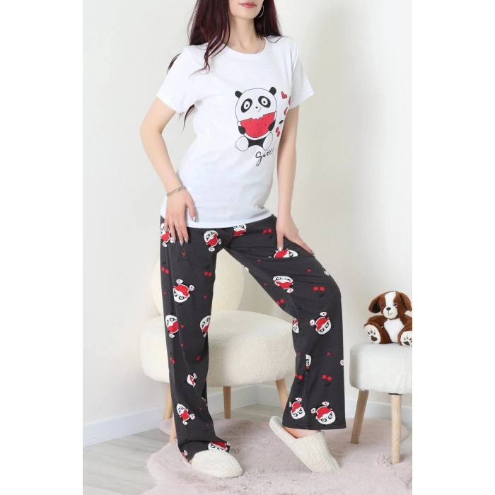 Süprem Baskılı Pijama Takım Beyazanti - 50774.1773.