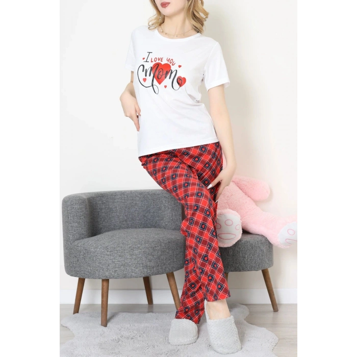 Süprem Baskılı Pijama Takım Beyazekose - 50774.1773.