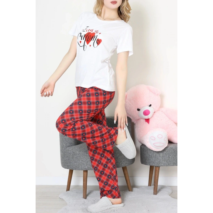 Süprem Baskılı Pijama Takım Beyazekose - 50774.1773.