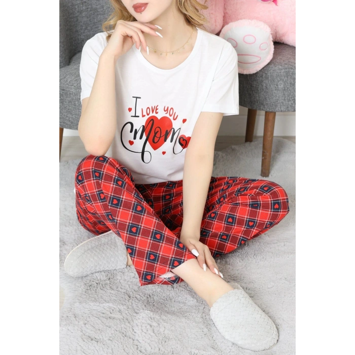 Süprem Baskılı Pijama Takım Beyazekose - 50774.1773.