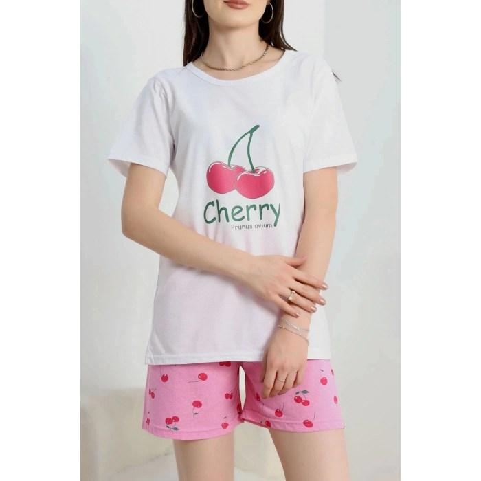 Süprem Baskılı Pijama Takım Beyazkiraz - 50775.1773.