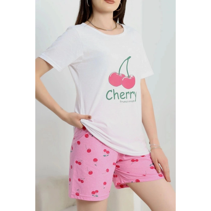 Süprem Baskılı Pijama Takım Beyazkiraz - 50775.1773.