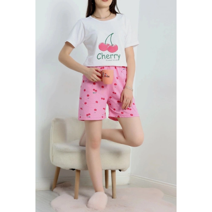 Süprem Baskılı Pijama Takım Beyazkiraz - 50775.1773.