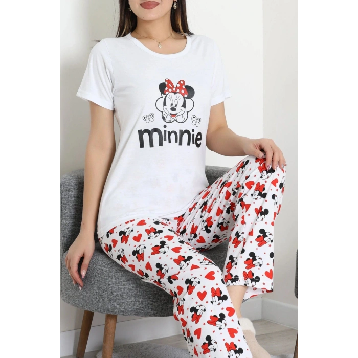 Süprem Baskılı Pijama Takım Beyazkırmızı - 50774.1773.