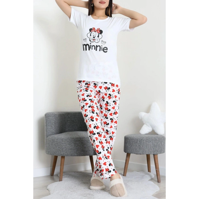 Süprem Baskılı Pijama Takım Beyazkırmızı - 50774.1773.