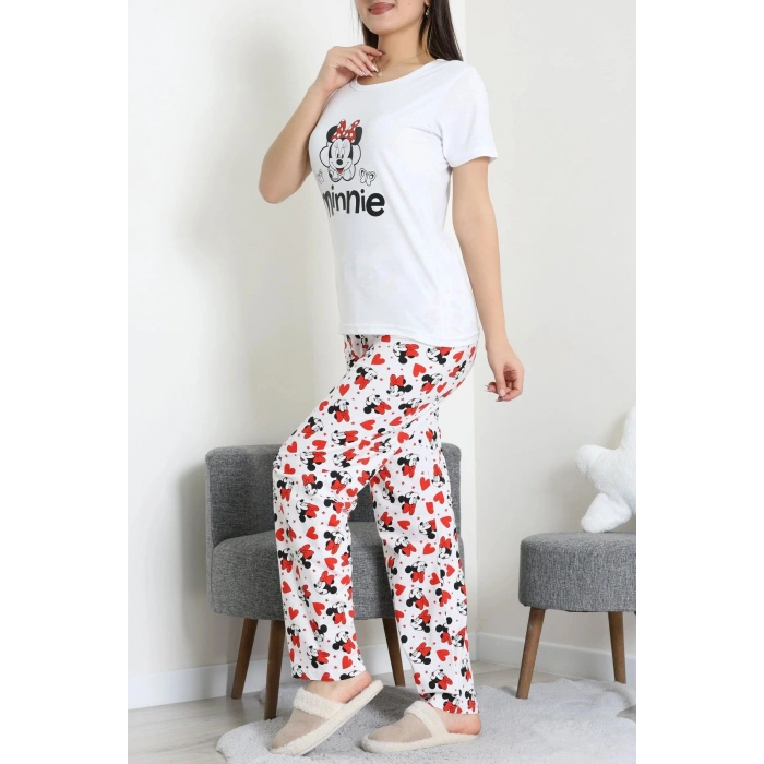 Süprem Baskılı Pijama Takım Beyazkırmızı - 50774.1773.
