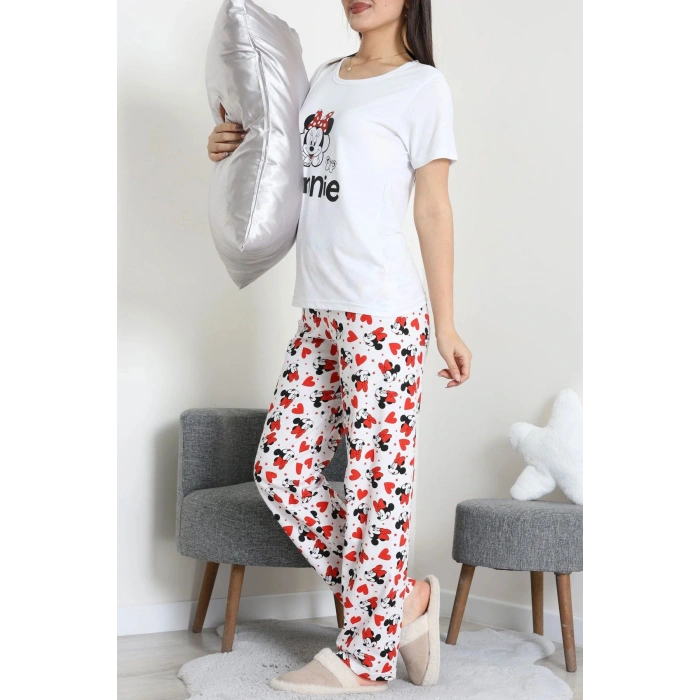 Süprem Baskılı Pijama Takım Beyazkırmızı - 50774.1773.