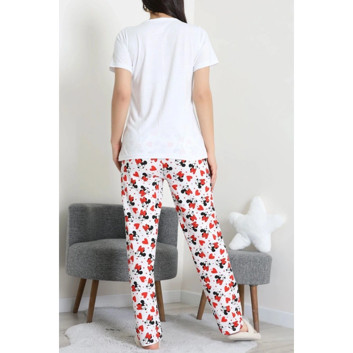 Süprem Baskılı Pijama Takım Beyazkırmızı - 50774.1773.