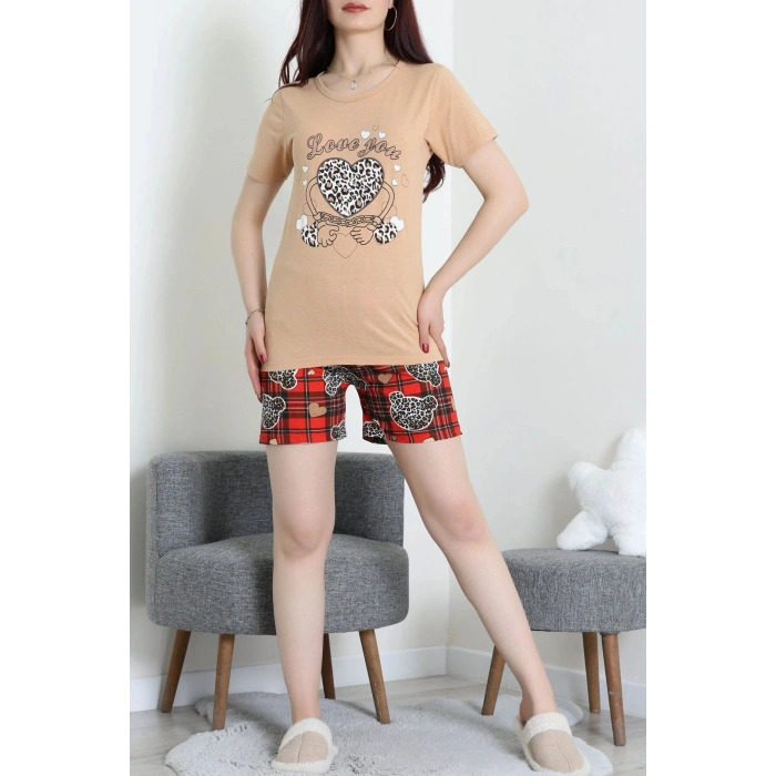 Süprem Baskılı Pijama Takım Kahveleo - 50775.1773.