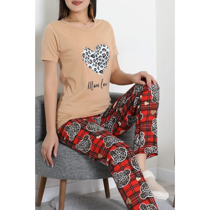 Süprem Baskılı Pijama Takım Kahveleopar - 50774.1773.
