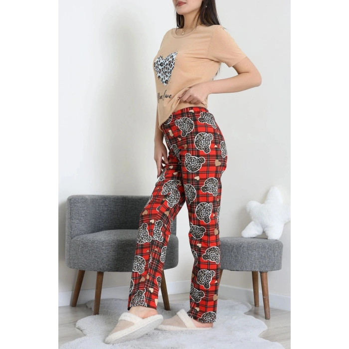 Süprem Baskılı Pijama Takım Kahveleopar - 50774.1773.