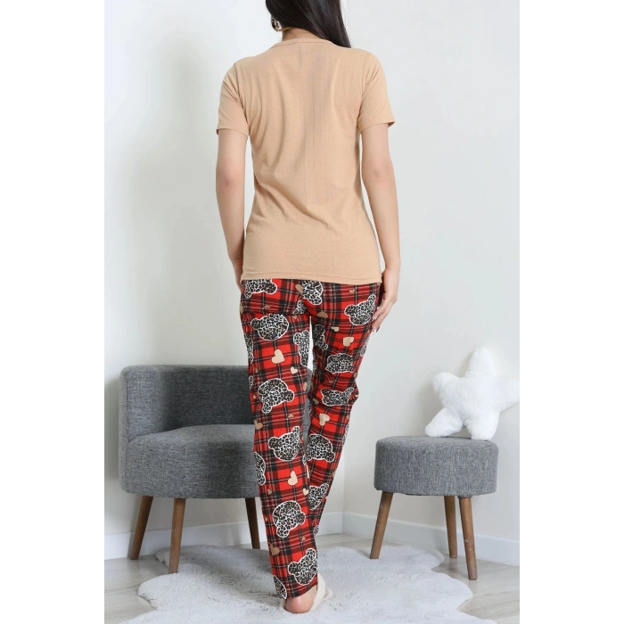 Süprem Baskılı Pijama Takım Kahveleopar - 50774.1773.