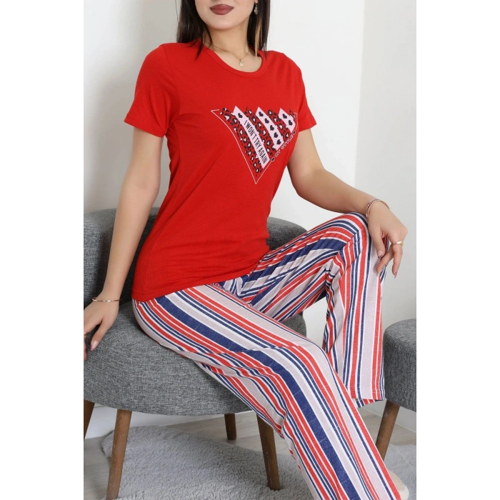 Süprem Baskılı Pijama Takım Kırmızı - 50774.1773.