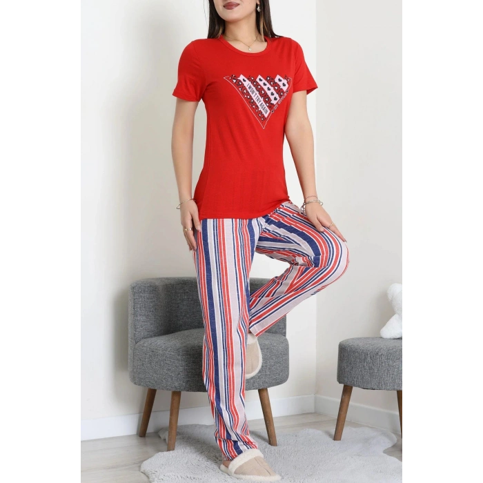 Süprem Baskılı Pijama Takım Kırmızı - 50774.1773.