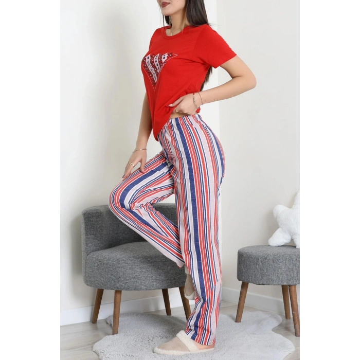 Süprem Baskılı Pijama Takım Kırmızı - 50774.1773.