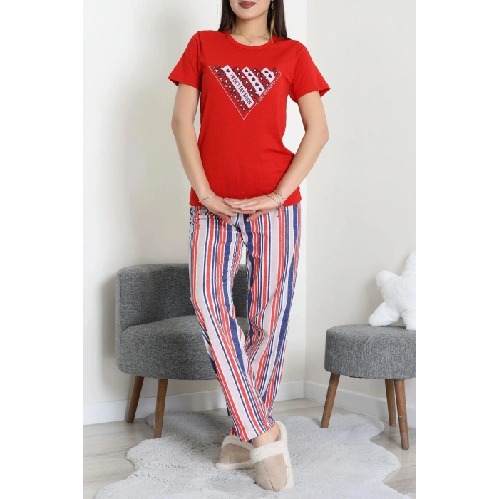 Süprem Baskılı Pijama Takım Kırmızı - 50774.1773.