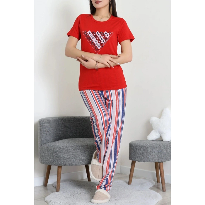 Süprem Baskılı Pijama Takım Kırmızı - 50774.1773.